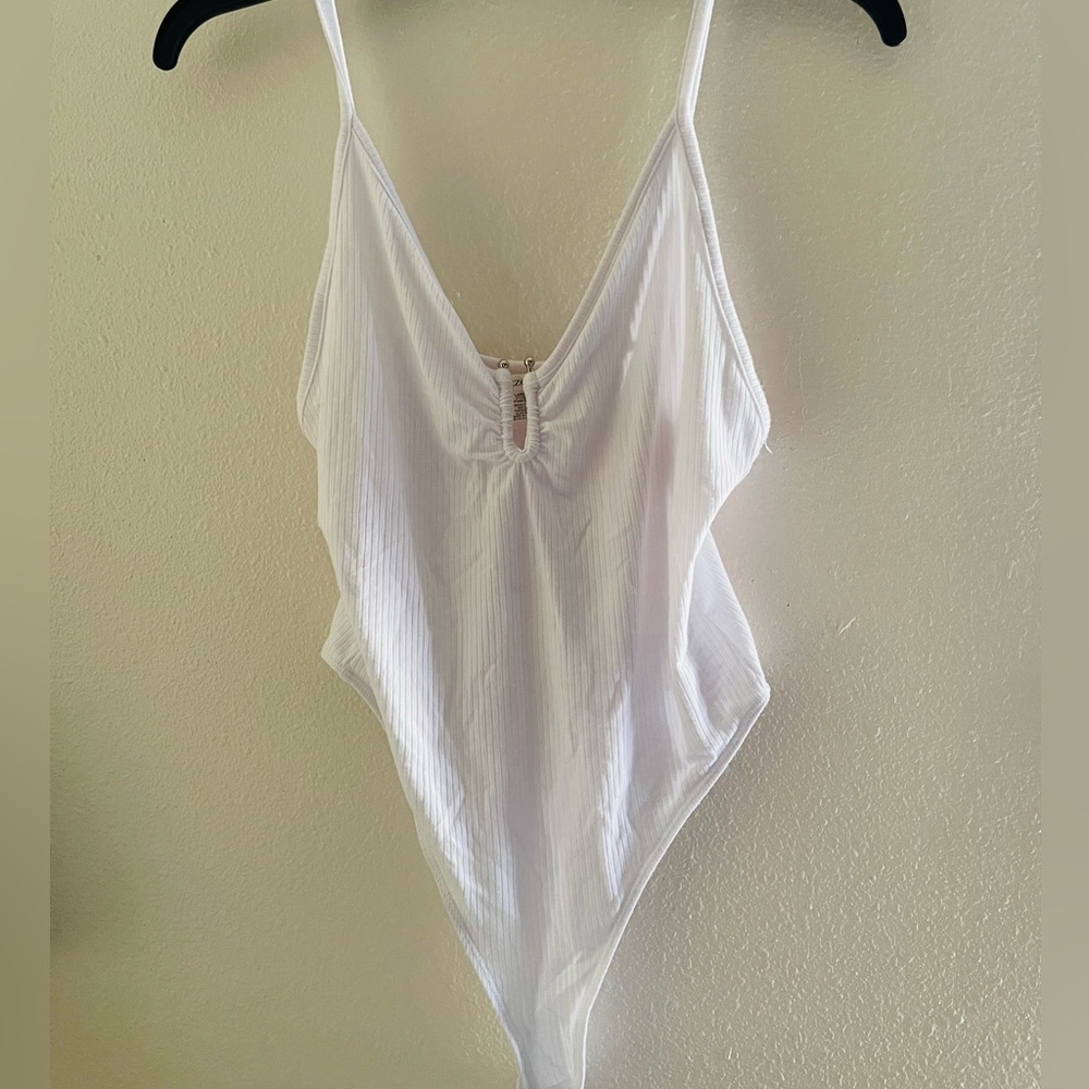White Bodysuit with Tie front detail